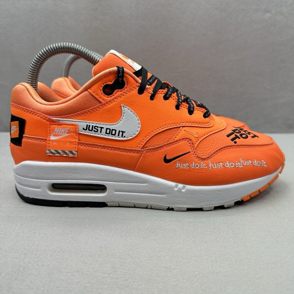 Nike Air Max 1‎ Womens Size 7 Shoes Just Do It Orange White Athletic Sneakers